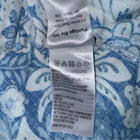 FARM Rio Full of Flowers Floral Jumpsuit Blue White Crochet Trim V Neck Boho - Picture 13 of 15